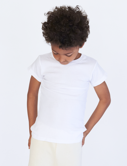 the bestselling organic lil' classic tee shirt in cloud white baby